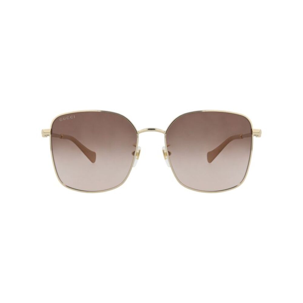 Gucci Square-Frame Metal Sunglasses Gold Womens